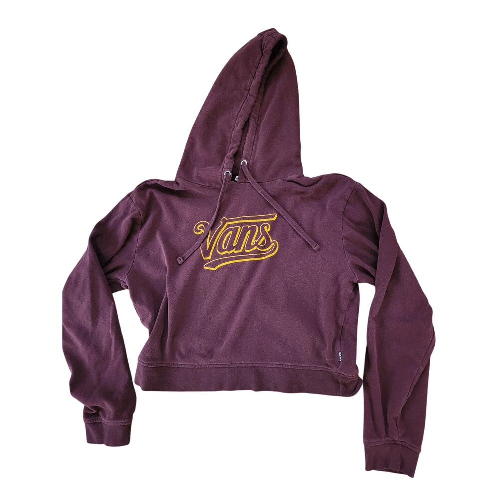 Vans Cropped Hoodie Maroon Burgundy Logo Sweatshirt Women’s M